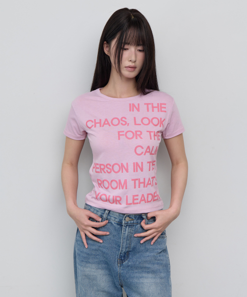 5OML(オーオーエムエル)の「カラー スリム ショートスリーブ ピンク(Tシャツ/カットソー・レディース・ピンク・FREE)」の2枚目の写真
