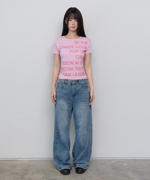 5OML(オーオーエムエル)の「カラー スリム ショートスリーブ ピンク(Tシャツ/カットソー・レディース・ピンク・FREE)」の3枚目の写真