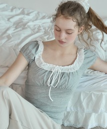 ラウンドネックフリルT/Round-neck ruffle T-shirt