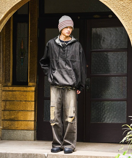 niko and...（ニコアンド）の「Distressed Denim Pants[niko and ...JEANS]（デニムパンツ・メンズ・アクア/チャコール・MEDIUM/LARGE/SMALL）」の6枚目の写真
