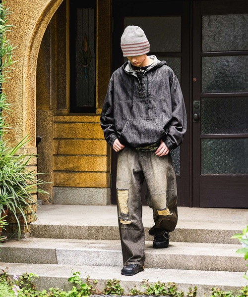 niko and...（ニコアンド）の「Distressed Denim Pants[niko and ...JEANS]（デニムパンツ・メンズ・アクア/チャコール・MEDIUM/LARGE/SMALL）」の5枚目の写真