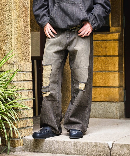 niko and...（ニコアンド）の「Distressed Denim Pants[niko and ...JEANS]（デニムパンツ・メンズ・アクア/チャコール・MEDIUM/LARGE/SMALL）」の8枚目の写真