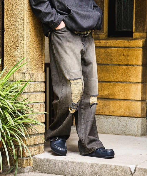 niko and...（ニコアンド）の「Distressed Denim Pants[niko and ...JEANS]（デニムパンツ・メンズ・アクア/チャコール・MEDIUM/LARGE/SMALL）」の9枚目の写真