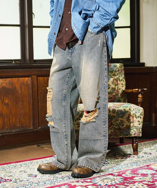 niko and...（ニコアンド）の「Distressed Denim Pants[niko and ...JEANS]（デニムパンツ・メンズ・アクア/チャコール・MEDIUM/LARGE/SMALL）」の14枚目の写真