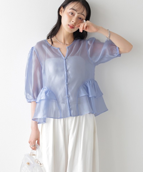 AMELY(エミリー)の「シアーティアードブラウス(シャツ/ブラウス・レディース・ブルー/ブラック/ベージュ・フリー)」の10枚目の写真