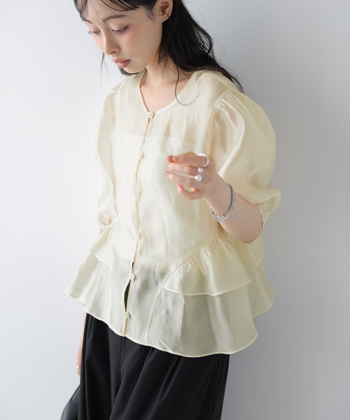 AMELY(エミリー)の「シアーティアードブラウス(シャツ/ブラウス・レディース・ブルー/ブラック/ベージュ・フリー)」の8枚目の写真