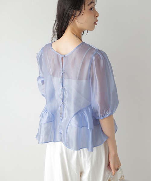 AMELY(エミリー)の「シアーティアードブラウス(シャツ/ブラウス・レディース・ブルー/ブラック/ベージュ・フリー)」の11枚目の写真
