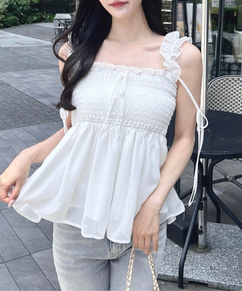 INGNI(イング)の「2Wayリボンシャーリングブラウス(シャツ/ブラウス・レディース・ピンク/ブラック/オフホワイト・M)」の2枚目の写真