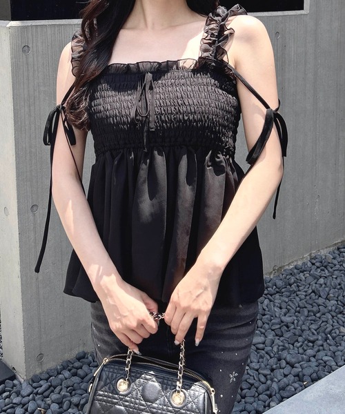 INGNI(イング)の「2Wayリボンシャーリングブラウス(シャツ/ブラウス・レディース・ピンク/ブラック/オフホワイト・M)」の10枚目の写真