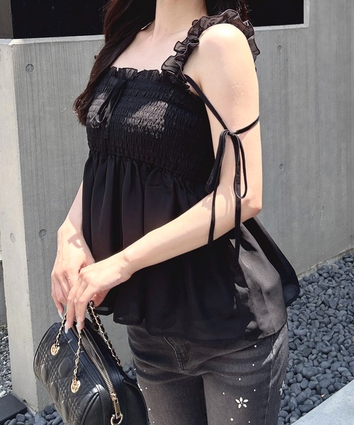 INGNI(イング)の「2Wayリボンシャーリングブラウス(シャツ/ブラウス・レディース・ピンク/ブラック/オフホワイト・M)」の11枚目の写真