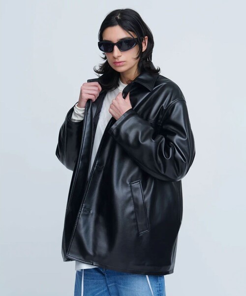 INSCRIRE(アンスクリア)の「【INSCRIRE/アンスクリア】Leather Jacket/レザージャケット(ライダースジャケット・レディース・ブラック・1)」の2枚目の写真