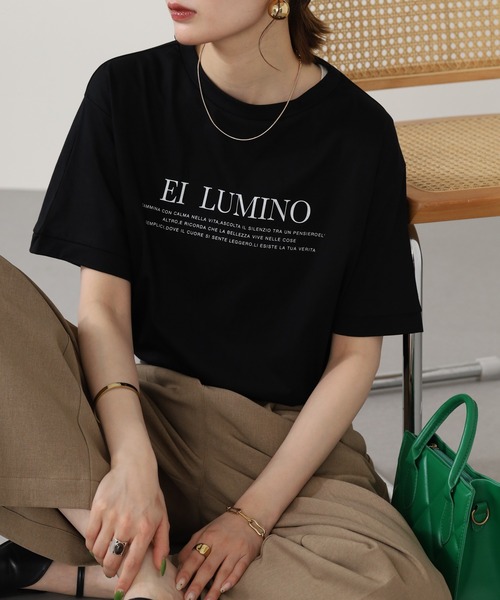 A.N.L(エーエヌエル レーベル)の「A.N.L ロゴプリント半袖Tシャツ(Tシャツ/カットソー・レディース・ライトカーキ/オフホワイト/ブラウン/ブラック・38)」の1枚目の写真