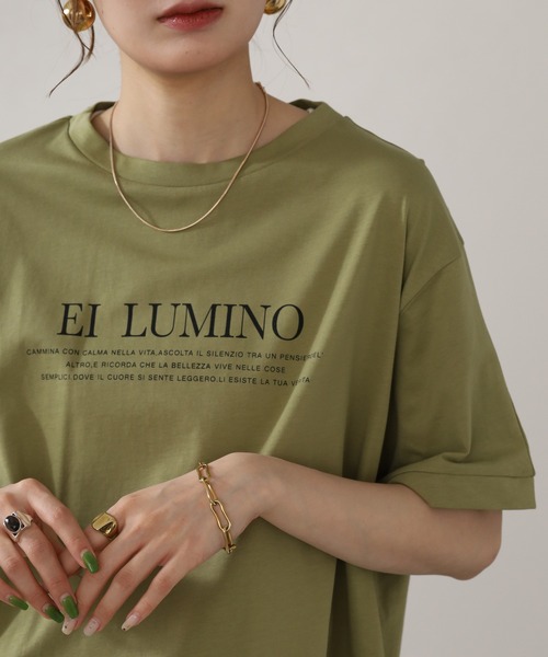 A.N.L(エーエヌエル レーベル)の「A.N.L ロゴプリント半袖Tシャツ(Tシャツ/カットソー・レディース・ライトカーキ/オフホワイト/ブラウン/ブラック・38)」の11枚目の写真