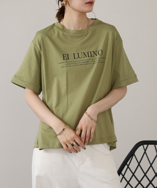 A.N.L(エーエヌエル レーベル)の「A.N.L ロゴプリント半袖Tシャツ(Tシャツ/カットソー・レディース・ライトカーキ/オフホワイト/ブラウン/ブラック・38)」の12枚目の写真