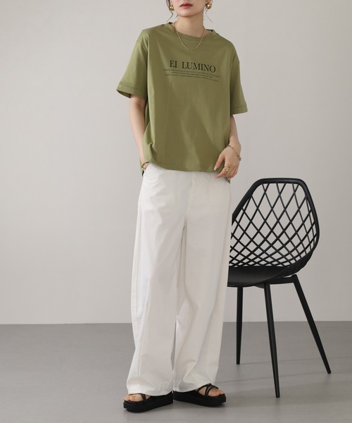 A.N.L(エーエヌエル レーベル)の「A.N.L ロゴプリント半袖Tシャツ(Tシャツ/カットソー・レディース・ライトカーキ/オフホワイト/ブラウン/ブラック・38)」の13枚目の写真