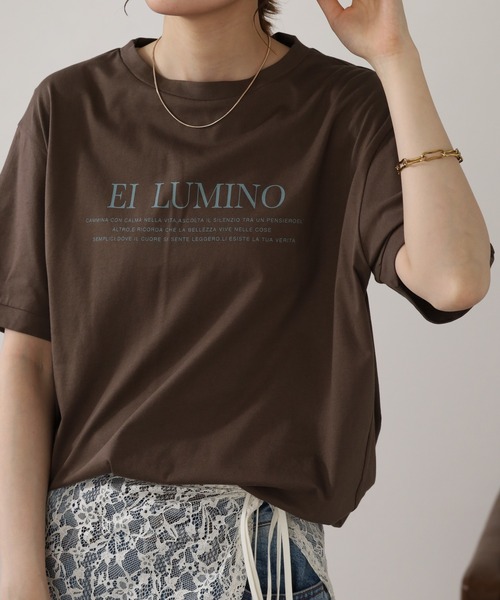 A.N.L(エーエヌエル レーベル)の「A.N.L ロゴプリント半袖Tシャツ(Tシャツ/カットソー・レディース・ライトカーキ/オフホワイト/ブラウン/ブラック・38)」の5枚目の写真