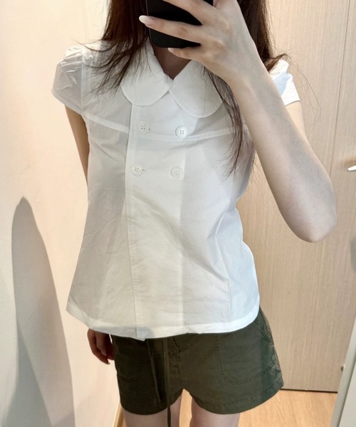 Double boton puff sleeve relax compact shirt