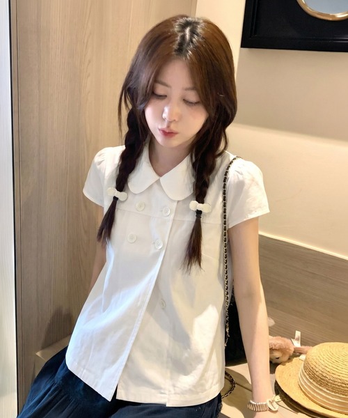 WEGO(ウィゴー)の「ダブルボタンパフスリーブコンパクトシャツ(シャツ/ブラウス・レディース・ホワイト・MEDIUM/LARGE)」の6枚目の写真