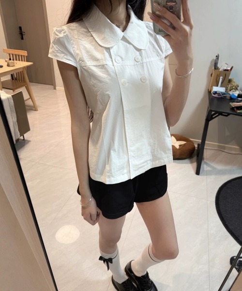 WEGO(ウィゴー)の「ダブルボタンパフスリーブコンパクトシャツ(シャツ/ブラウス・レディース・ホワイト・MEDIUM/LARGE)」の10枚目の写真