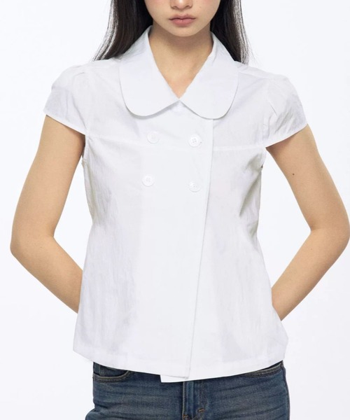 WEGO(ウィゴー)の「ダブルボタンパフスリーブコンパクトシャツ(シャツ/ブラウス・レディース・ホワイト・MEDIUM/LARGE)」の3枚目の写真
