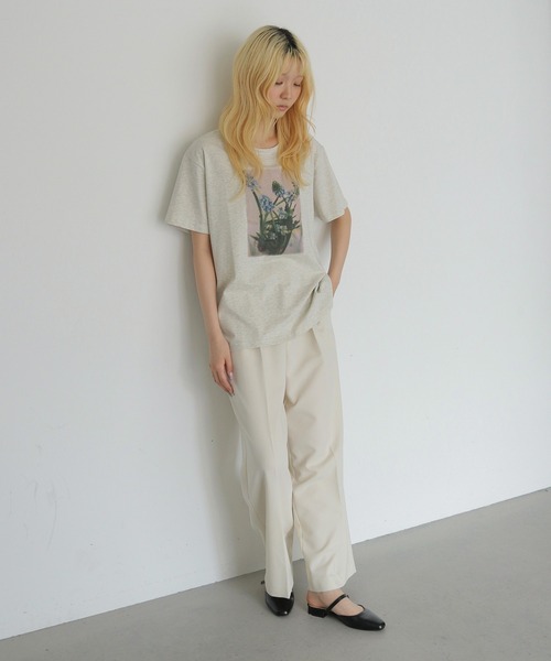 CLEIO（クレイオ）の「【CLEIO】フラワーフォトプリントTシャツ FLOWER PHOTO PRINT TEE（Tシャツ/カットソー・レディース・チャコールグレー/オフホワイト/オートミール・FREE）」の18枚目の写真