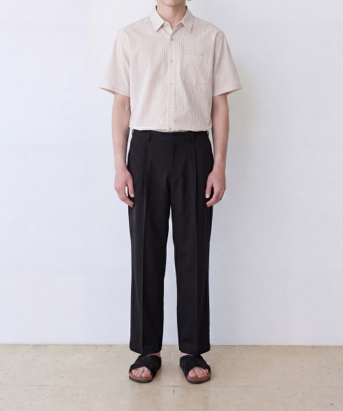 EDINBURGH CLUB(エディンバラクラブ)の「OVERSIZED SHORT SLEEVE STRIPE SHIRT (BEIGE)(シャツ/ブラウス・メンズ・Beige・SMALL/MEDIUM/LARGE)」の3枚目の写真