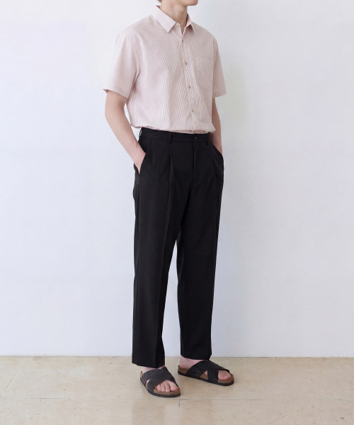 EDINBURGH CLUB(エディンバラクラブ)の「OVERSIZED SHORT SLEEVE STRIPE SHIRT (BEIGE)(シャツ/ブラウス・メンズ・Beige・SMALL/MEDIUM/LARGE)」の4枚目の写真