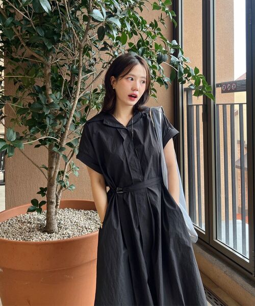 MIND BRIDGE WOMEN（マインドブリッジウーマン）の「[W]オープンカラー ベルト付きシャツワンピース - 2カラー（ワンピース・レディース・グレー/カーキ・55/66）」の11枚目の写真