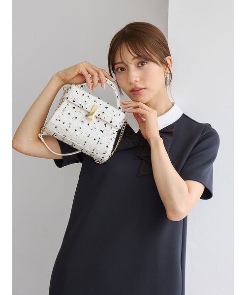 CELFORD(セルフォード)の「【リュタン】ビジュースタッズツイードポシェット(ショルダーバッグ・レディース・ホワイト/ライトピンク・F)」の7枚目の写真