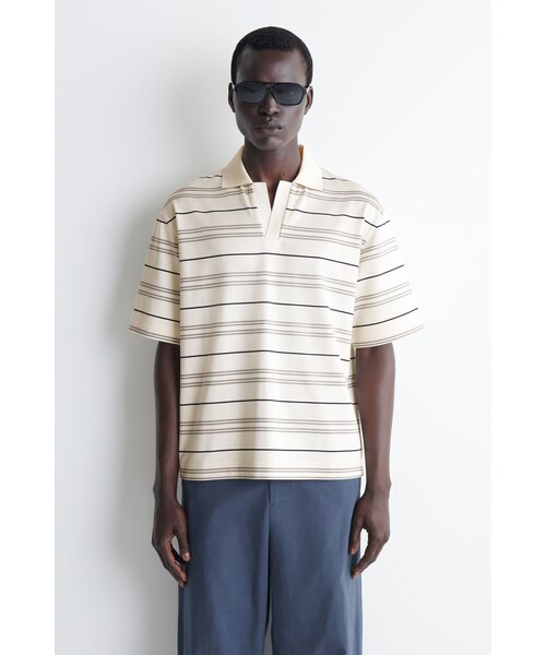 Страйп‑полосатая футболка Open Collar Polo Shirt
