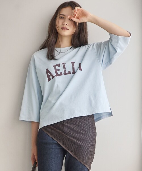 23区 S（ニジュウサンクチイサイサイズ）の「リラックス ロゴTシャツ（Tシャツ/カットソー・レディース・スカイブルー系/ライトグレー系/ホワイト系/ダークブラウン系・32）」の4枚目の写真