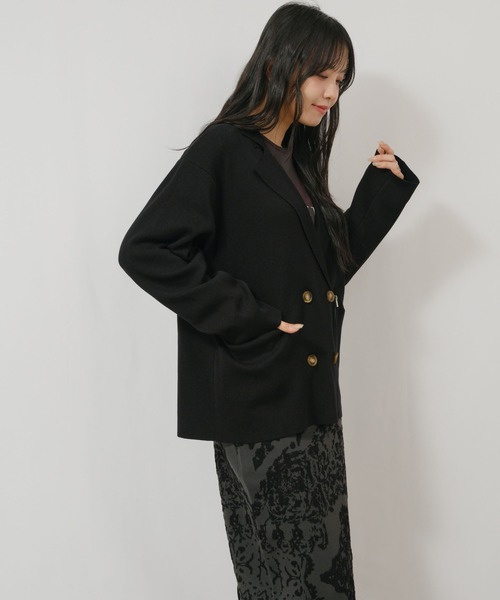palm RICHE（ポームリシュ）の「ZIPニットJK（ニット/セーター・レディース・レッド/ブラック/ライトベージュ・M）」の12枚目の写真