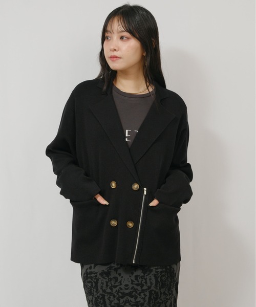 palm RICHE（ポームリシュ）の「ZIPニットJK（ニット/セーター・レディース・レッド/ブラック/ライトベージュ・M）」の5枚目の写真