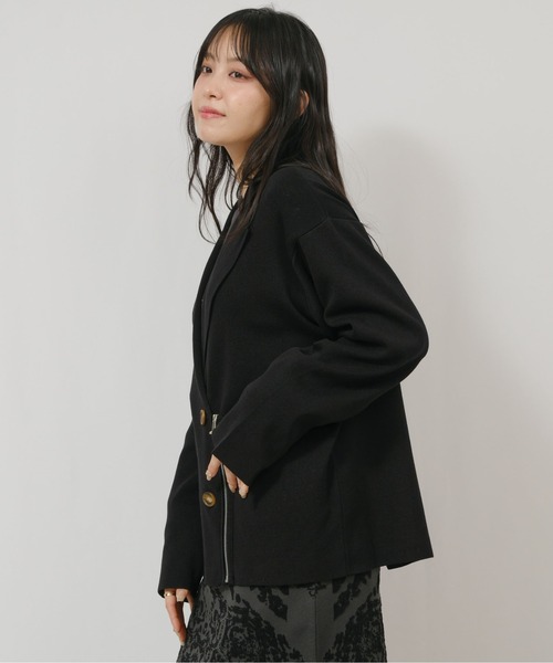 palm RICHE（ポームリシュ）の「ZIPニットJK（ニット/セーター・レディース・レッド/ブラック/ライトベージュ・M）」の8枚目の写真