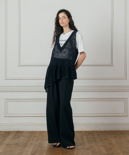 CREDONA(クレドナ)の「LACE KNIT TOPS/レースニットトップス(ニット/セーター・レディース・ネイビー/ライトイエロー・FREE)」の13枚目の写真
