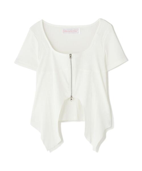 B'2nd(ビーセカンド)の「MAVYTH/メヴィス/FRONT ZIP SHORT TOPS(Tシャツ/カットソー・レディース・ブラック/ホワイト・F)」の2枚目の写真