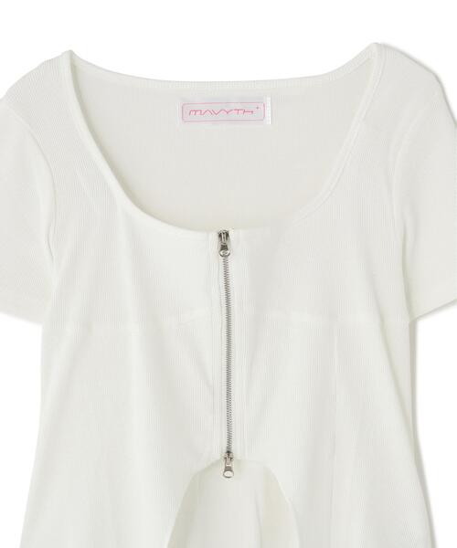 B'2nd(ビーセカンド)の「MAVYTH/メヴィス/FRONT ZIP SHORT TOPS(Tシャツ/カットソー・レディース・ブラック/ホワイト・F)」の6枚目の写真