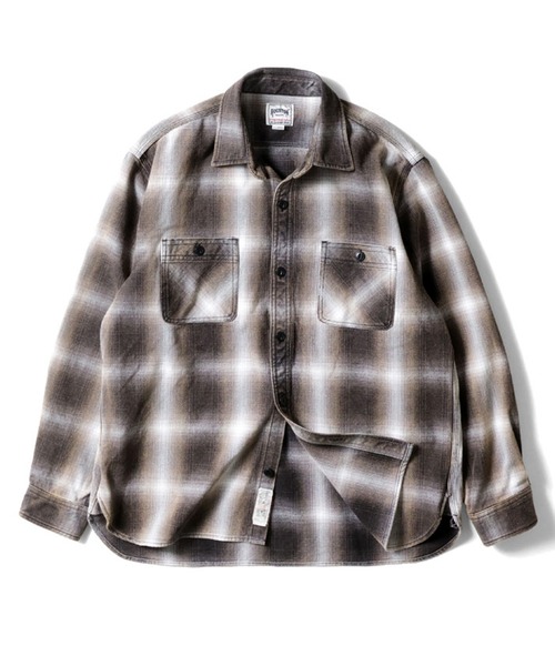 HOUSTON(ヒューストン)の「HOUSTON ヒューストン VINTAGE VIYELLA SHIRT / ビンテージライク フェード加工 ビエラシャツ 無地 ストライプ チェック柄 オンブレチェック ブロックチェック 長袖シャツ(シャツ/ブラウス・メンズ・ブラック系/ブラウン系/オリーブ系1/ブラック系1/ブラウン系1/ネイビー系/ブルー系/グレー系/カーキ系/レッド系1/グリーン系/レッド系/ターコイズブルー系1/グリーン系1/ブラック/グレー/オリーブ/ネイビー/グリーン系その他/グレー系その他/ブラック系その他/マスタード/ライム/ブラウン系2/ライトグレー系/ブラック系2/ブルー系その他/レッド系3/レッド系2/パープル系/ブルー系1/ネイビー系1・XXL/XL/L/M)」の1枚目の写真