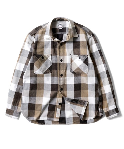 HOUSTON(ヒューストン)の「HOUSTON ヒューストン VINTAGE VIYELLA SHIRT / ビンテージライク フェード加工 ビエラシャツ 無地 ストライプ チェック柄 オンブレチェック ブロックチェック 長袖シャツ(シャツ/ブラウス・メンズ・ブラック系/ブラウン系/オリーブ系1/ブラック系1/ブラウン系1/ネイビー系/ブルー系/グレー系/カーキ系/レッド系1/グリーン系/レッド系/ターコイズブルー系1/グリーン系1/ブラック/グレー/オリーブ/ネイビー/グリーン系その他/グレー系その他/ブラック系その他/マスタード/ライム/ブラウン系2/ライトグレー系/ブラック系2/ブルー系その他/レッド系3/レッド系2/パープル系/ブルー系1/ネイビー系1・XXL/XL/L/M)」の4枚目の写真