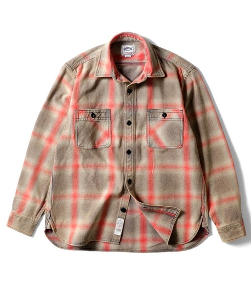HOUSTON(ヒューストン)の「HOUSTON ヒューストン VINTAGE VIYELLA SHIRT / ビンテージライク フェード加工 ビエラシャツ 無地 ストライプ チェック柄 オンブレチェック ブロックチェック 長袖シャツ(シャツ/ブラウス・メンズ・ブラック系/ブラウン系/オリーブ系1/ブラック系1/ブラウン系1/ネイビー系/ブルー系/グレー系/カーキ系/レッド系1/グリーン系/レッド系/ターコイズブルー系1/グリーン系1/ブラック/グレー/オリーブ/ネイビー/グリーン系その他/グレー系その他/ブラック系その他/マスタード/ライム/ブラウン系2/ライトグレー系/ブラック系2/ブルー系その他/レッド系3/レッド系2/パープル系/ブルー系1/ネイビー系1・XXL/XL/L/M)」の9枚目の写真