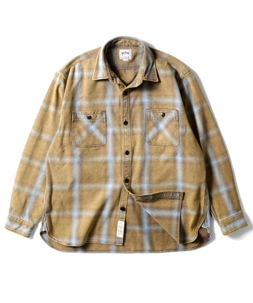 HOUSTON(ヒューストン)の「HOUSTON ヒューストン VINTAGE VIYELLA SHIRT / ビンテージライク フェード加工 ビエラシャツ 無地 ストライプ チェック柄 オンブレチェック ブロックチェック 長袖シャツ(シャツ/ブラウス・メンズ・ブラック系/ブラウン系/オリーブ系1/ブラック系1/ブラウン系1/ネイビー系/ブルー系/グレー系/カーキ系/レッド系1/グリーン系/レッド系/ターコイズブルー系1/グリーン系1/ブラック/グレー/オリーブ/ネイビー/グリーン系その他/グレー系その他/ブラック系その他/マスタード/ライム/ブラウン系2/ライトグレー系/ブラック系2/ブルー系その他/レッド系3/レッド系2/パープル系/ブルー系1/ネイビー系1・XXL/XL/L/M)」の10枚目の写真