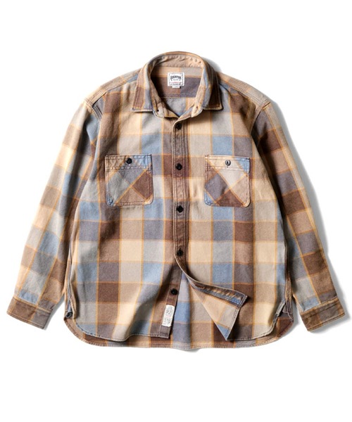 HOUSTON(ヒューストン)の「HOUSTON ヒューストン VINTAGE VIYELLA SHIRT / ビンテージライク フェード加工 ビエラシャツ 無地 ストライプ チェック柄 オンブレチェック ブロックチェック 長袖シャツ(シャツ/ブラウス・メンズ・ブラック系/ブラウン系/オリーブ系1/ブラック系1/ブラウン系1/ネイビー系/ブルー系/グレー系/カーキ系/レッド系1/グリーン系/レッド系/ターコイズブルー系1/グリーン系1/ブラック/グレー/オリーブ/ネイビー/グリーン系その他/グレー系その他/ブラック系その他/マスタード/ライム/ブラウン系2/ライトグレー系/ブラック系2/ブルー系その他/レッド系3/レッド系2/パープル系/ブルー系1/ネイビー系1・XXL/XL/L/M)」の11枚目の写真