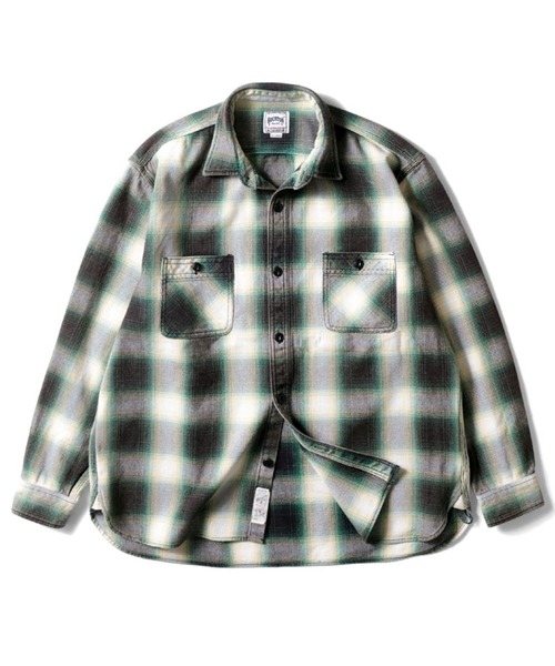HOUSTON(ヒューストン)の「HOUSTON ヒューストン VINTAGE VIYELLA SHIRT / ビンテージライク フェード加工 ビエラシャツ 無地 ストライプ チェック柄 オンブレチェック ブロックチェック 長袖シャツ(シャツ/ブラウス・メンズ・ブラック系/ブラウン系/オリーブ系1/ブラック系1/ブラウン系1/ネイビー系/ブルー系/グレー系/カーキ系/レッド系1/グリーン系/レッド系/ターコイズブルー系1/グリーン系1/ブラック/グレー/オリーブ/ネイビー/グリーン系その他/グレー系その他/ブラック系その他/マスタード/ライム/ブラウン系2/ライトグレー系/ブラック系2/ブルー系その他/レッド系3/レッド系2/パープル系/ブルー系1/ネイビー系1・XXL/XL/L/M)」の18枚目の写真