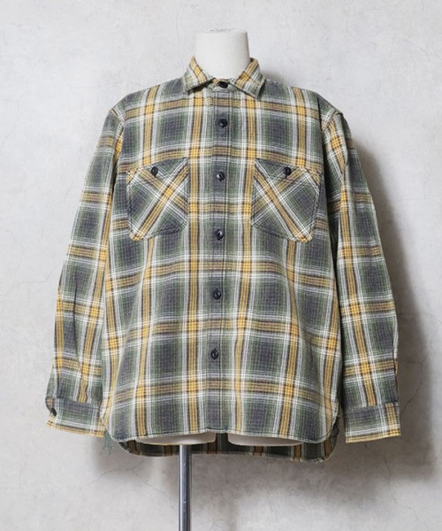 HOUSTON(ヒューストン)の「HOUSTON ヒューストン VINTAGE VIYELLA SHIRT / ビンテージライク フェード加工 ビエラシャツ 無地 ストライプ チェック柄 オンブレチェック ブロックチェック 長袖シャツ(シャツ/ブラウス・メンズ・ブラック系/ブラウン系/オリーブ系1/ブラック系1/ブラウン系1/ネイビー系/ブルー系/グレー系/カーキ系/レッド系1/グリーン系/レッド系/ターコイズブルー系1/グリーン系1/ブラック/グレー/オリーブ/ネイビー/グリーン系その他/グレー系その他/ブラック系その他/マスタード/ライム/ブラウン系2/ライトグレー系/ブラック系2/ブルー系その他/レッド系3/レッド系2/パープル系/ブルー系1/ネイビー系1・XXL/XL/L/M)」の19枚目の写真