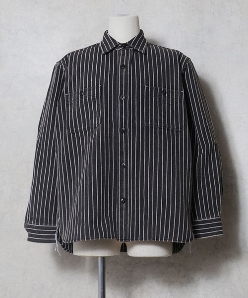 HOUSTON(ヒューストン)の「HOUSTON ヒューストン VINTAGE VIYELLA SHIRT / ビンテージライク フェード加工 ビエラシャツ 無地 ストライプ チェック柄 オンブレチェック ブロックチェック 長袖シャツ(シャツ/ブラウス・メンズ・ブラック系/ブラウン系/オリーブ系1/ブラック系1/ブラウン系1/ネイビー系/ブルー系/グレー系/カーキ系/レッド系1/グリーン系/レッド系/ターコイズブルー系1/グリーン系1/ブラック/グレー/オリーブ/ネイビー/グリーン系その他/グレー系その他/ブラック系その他/マスタード/ライム/ブラウン系2/ライトグレー系/ブラック系2/ブルー系その他/レッド系3/レッド系2/パープル系/ブルー系1/ネイビー系1・XXL/XL/L/M)」の3枚目の写真