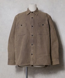 HOUSTON（ヒューストン）の「HOUSTON ヒューストン VINTAGE VIYELLA SHIRT / ビンテージライク フェード加工 ビエラシャツ 無地 ストライプ チェック柄 オンブレチェック ブロックチェック 長袖シャツ（シャツ/ブラウス）」