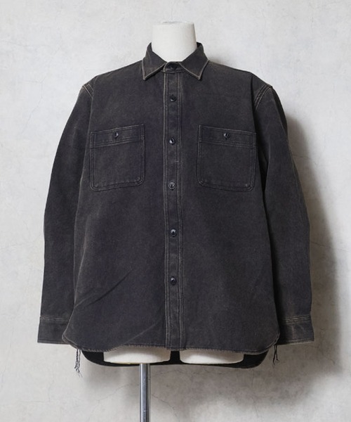 HOUSTON(ヒューストン)の「HOUSTON ヒューストン VINTAGE VIYELLA SHIRT / ビンテージライク フェード加工 ビエラシャツ 無地 ストライプ チェック柄 オンブレチェック ブロックチェック 長袖シャツ(シャツ/ブラウス・メンズ・ブラック系/ブラウン系/オリーブ系1/ブラック系1/ブラウン系1/ネイビー系/ブルー系/グレー系/カーキ系/レッド系1/グリーン系/レッド系/ターコイズブルー系1/グリーン系1/ブラック/グレー/オリーブ/ネイビー/グリーン系その他/グレー系その他/ブラック系その他/マスタード/ライム/ブラウン系2/ライトグレー系/ブラック系2/ブルー系その他/レッド系3/レッド系2/パープル系/ブルー系1/ネイビー系1・XXL/XL/L/M)」の2枚目の写真