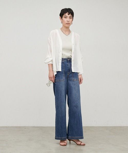LARUTA（ラルータ）の「【LARUTA】［接触冷感・UVカット］ベイカーデニム（デニムパンツ・レディース・サックスブルー/ブルー・SMALL/MEDIUM）」の5枚目の写真