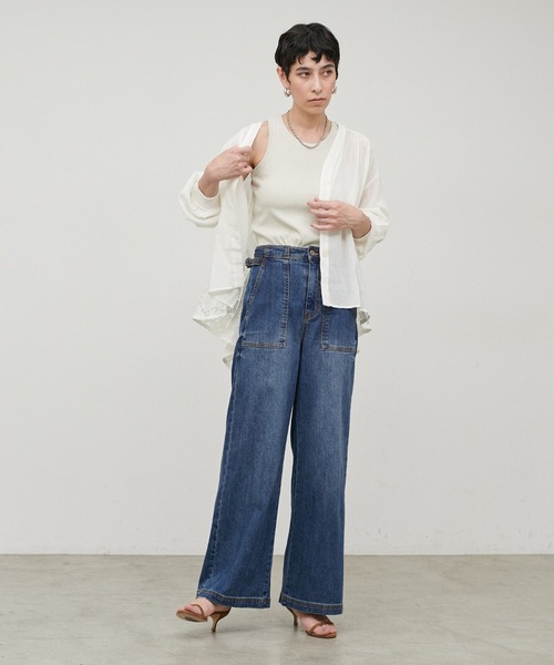 LARUTA（ラルータ）の「【LARUTA】［接触冷感・UVカット］ベイカーデニム（デニムパンツ・レディース・サックスブルー/ブルー・SMALL/MEDIUM）」の6枚目の写真