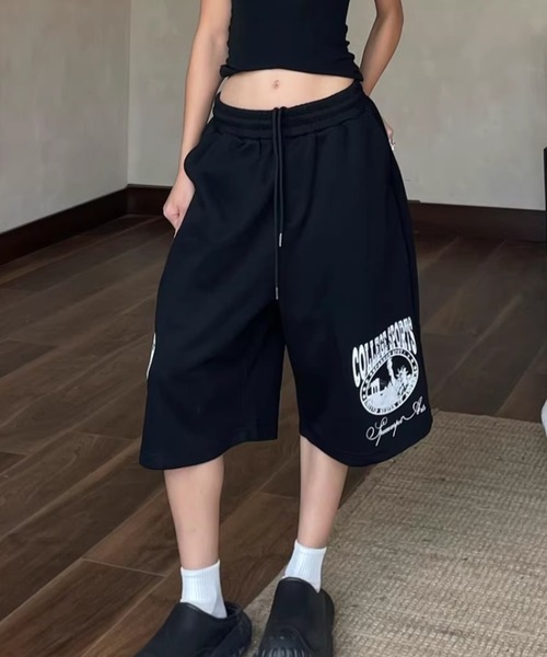 Vipoa(ヴィポア)の「Loose logo sweat shorts(スウェットパンツ・レディース・ブラック/ブルー・FREE)」の6枚目の写真